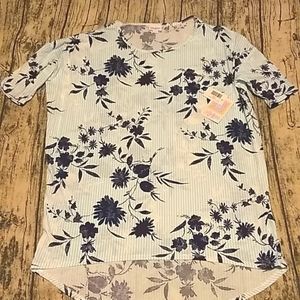 NWT LuLaRoe Irma shirt size L large ladies womens floral stripes